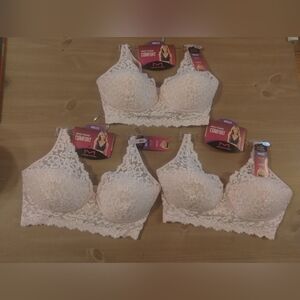 3 Maidenform 38D Wireless Lace Bra Pink Convertible Halter NWT